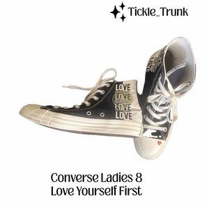 Converse Ltd Edition Black High-Top Sneakers with LOVE Graphic